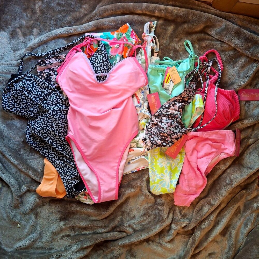 Lot of Freshwater & Ninety-Nine Bikini Tops, Bottoms, One Pieces - Various Sizes